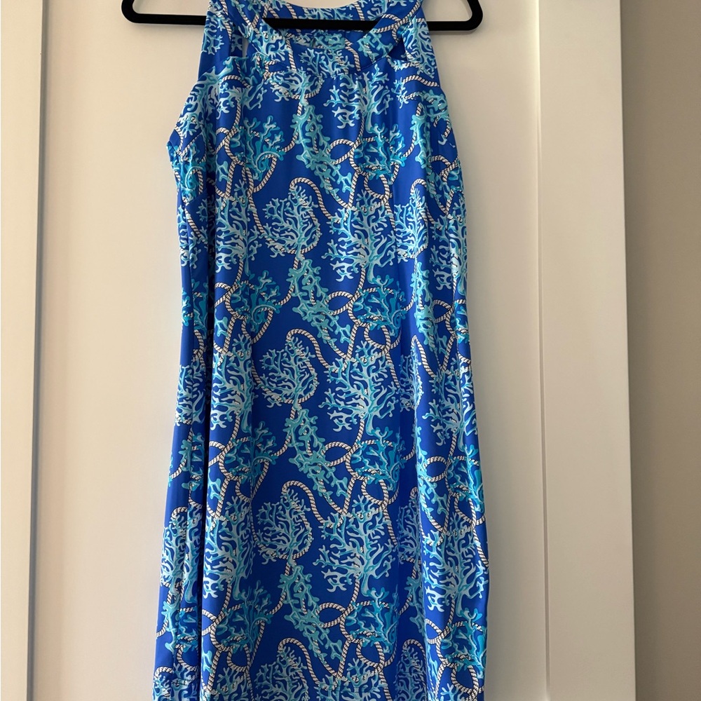 Lulu-B Vibrant Blue and White Print Dress